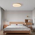 Traditional Japanese Round Iron Wood Plastic LED Flush Mount Ceiling Light for Living Room