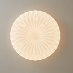 Traditional Japanese Round Iron Wood Plastic LED Flush Mount Ceiling Light for Living Room