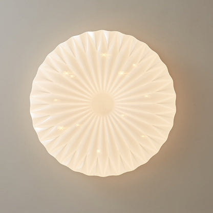 Traditional Japanese Round Iron Wood Plastic LED Flush Mount Ceiling Light for Living Room