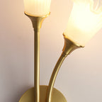 Traditional French Flower Copper Glass 2-Light Wall Sconce Lamp For Living Room