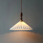 Contemporary Nordic Cone Wood Copper Plastic 1-Light Pendant Light For Living Room