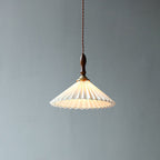 Contemporary Nordic Cone Wood Copper Plastic 1-Light Pendant Light For Living Room