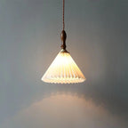 Contemporary Nordic Cone Wood Copper Plastic 1-Light Pendant Light For Living Room