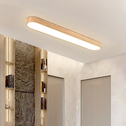 Contemporary Nordic Rectangular Wood Acrylic LED Flush Mount Ceiling Light for Living Room