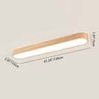 Contemporary Nordic Rectangular Wood Acrylic LED Flush Mount Ceiling Light for Living Room