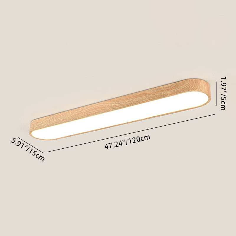 Contemporary Nordic Rectangular Wood Acrylic LED Flush Mount Ceiling Light for Living Room