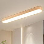 Contemporary Nordic Rectangular Wood Acrylic LED Flush Mount Ceiling Light for Living Room