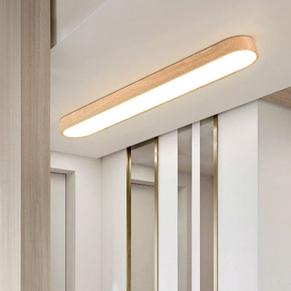 Contemporary Nordic Rectangular Wood Acrylic LED Flush Mount Ceiling Light for Living Room