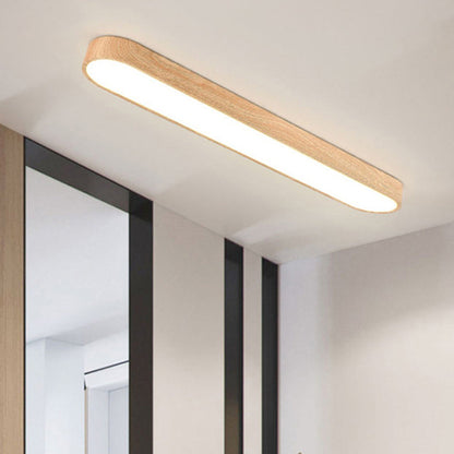 Contemporary Nordic Rectangular Wood Acrylic LED Flush Mount Ceiling Light for Living Room