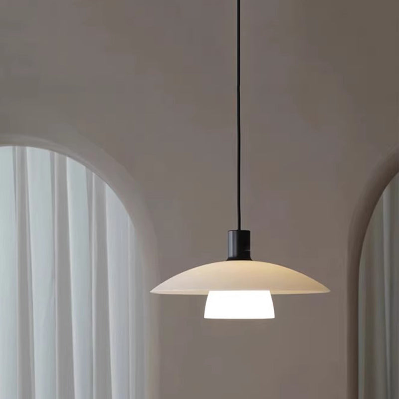 Contemporary Scandinavian Round Iron Glass 1-light Pendant Light for Living Room