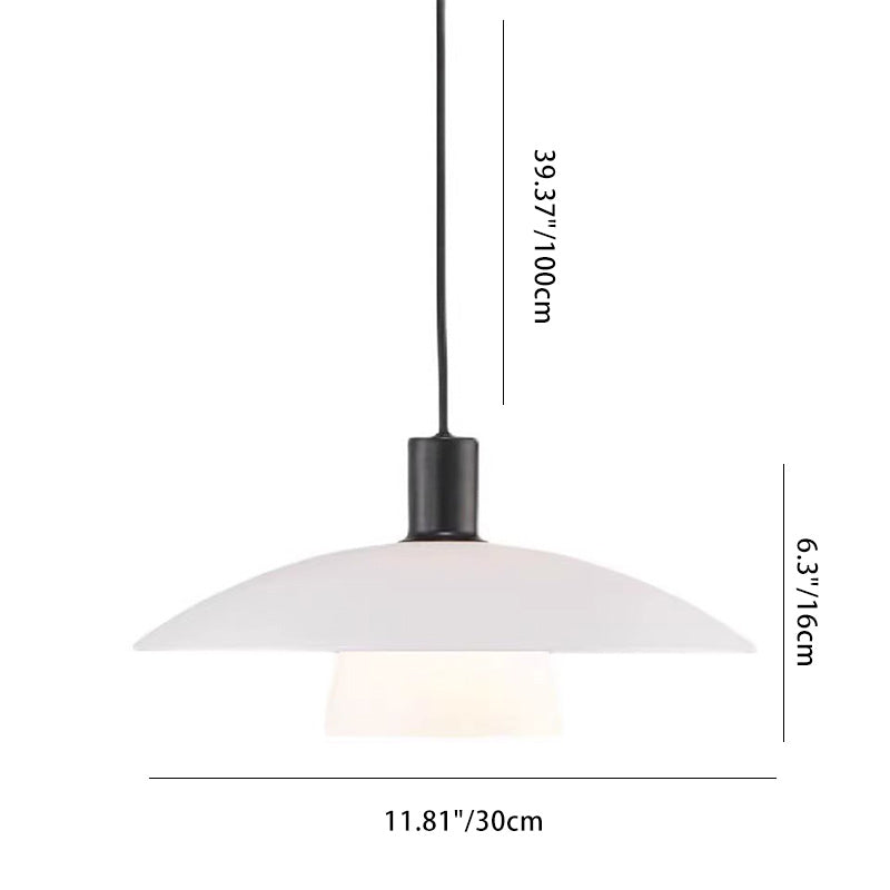 Contemporary Scandinavian Round Iron Glass 1-light Pendant Light for Living Room