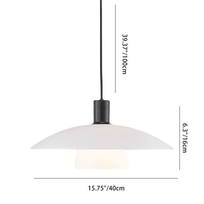 Contemporary Scandinavian Round Iron Glass 1-light Pendant Light for Living Room