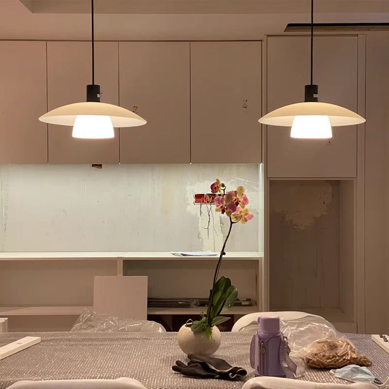 Contemporary Scandinavian Round Iron Glass 1-light Pendant Light for Living Room