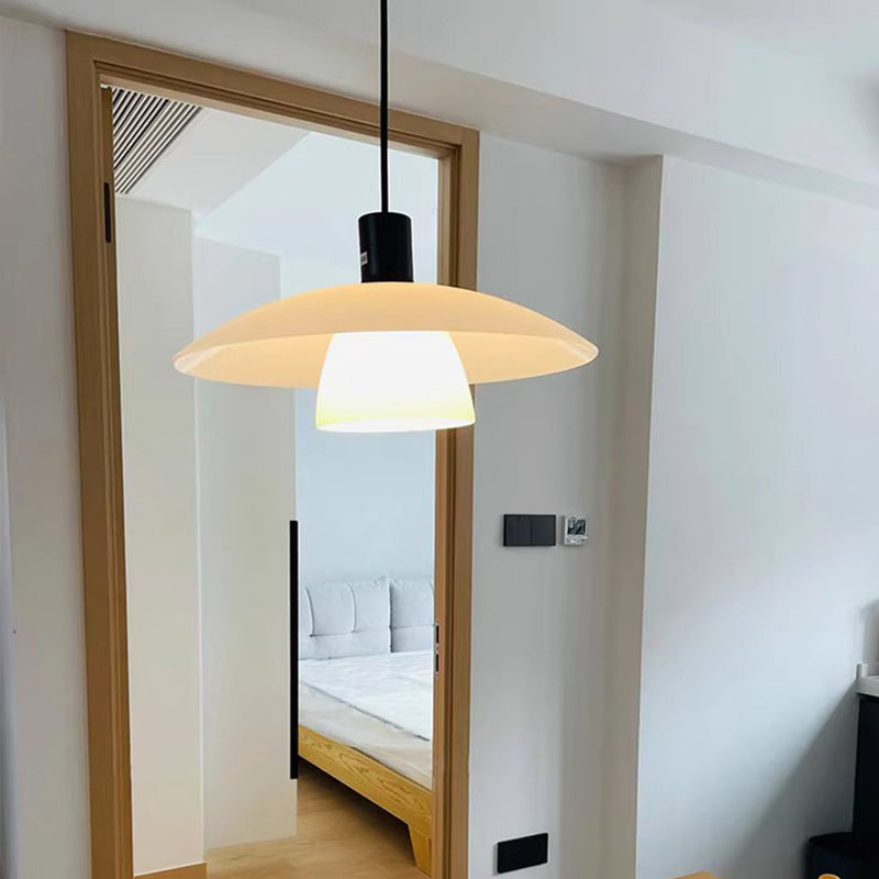 Contemporary Scandinavian Round Iron Glass 1-light Pendant Light for Living Room