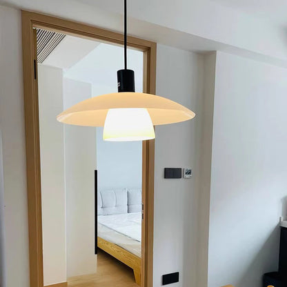 Contemporary Scandinavian Round Iron Glass 1-light Pendant Light for Living Room