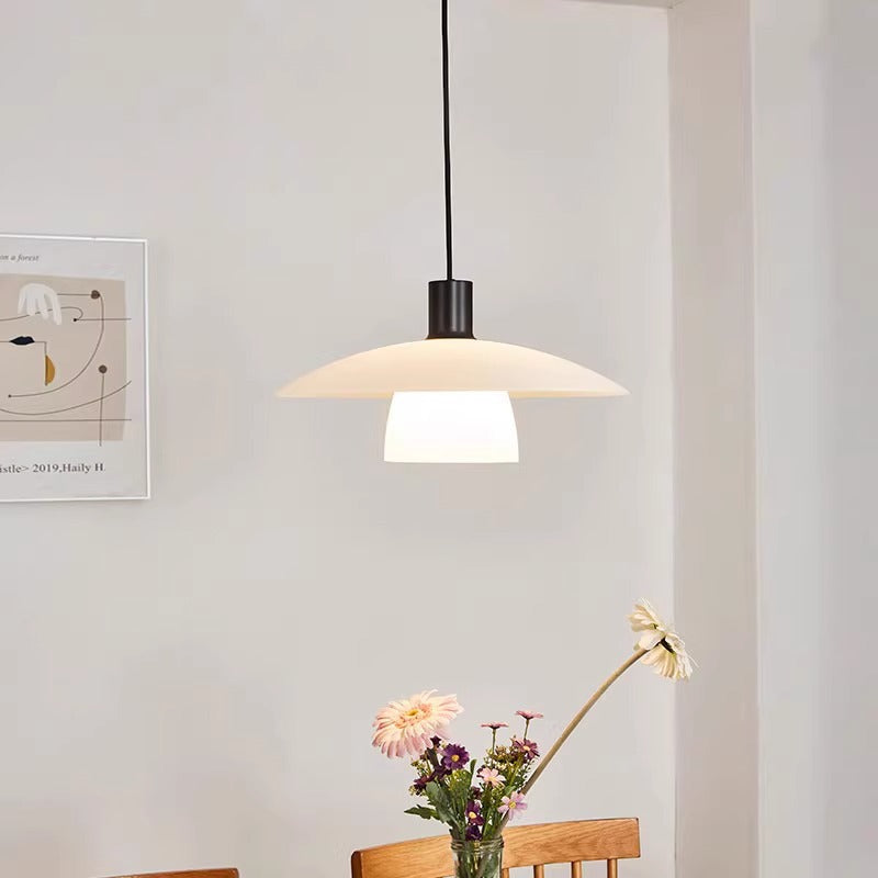 Contemporary Scandinavian Round Iron Glass 1-light Pendant Light for Living Room