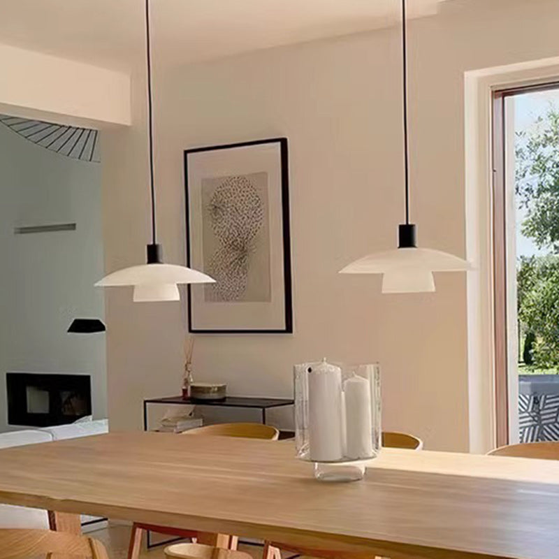 Contemporary Scandinavian Round Iron Glass 1-light Pendant Light for Living Room