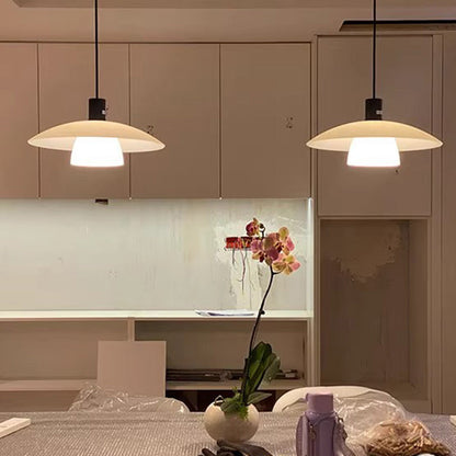 Contemporary Scandinavian Round Iron Glass 1-light Pendant Light for Living Room