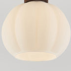 Contemporary Nordic Oval Wood Iron Glass 1-Light Semi-Flush Mount Ceiling Light For Living Room