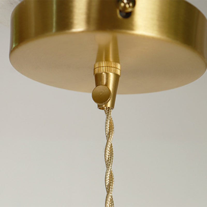 Contemporary Nordic Drum Copper Glass 1-light Pendant Light for Living Room