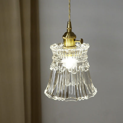 Contemporary Nordic Drum Copper Glass 1-light Pendant Light for Living Room
