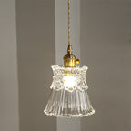 Contemporary Nordic Drum Copper Glass 1-light Pendant Light for Living Room