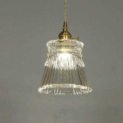 Contemporary Nordic Drum Copper Glass 1-light Pendant Light for Living Room