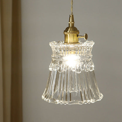 Contemporary Nordic Drum Copper Glass 1-light Pendant Light for Living Room