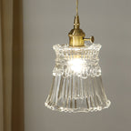 Contemporary Nordic Drum Copper Glass 1-light Pendant Light for Living Room