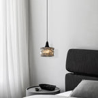 Modern Minimalist Cylinder Copper Glass 1-Light Pendant Light For Living Room