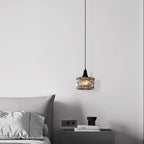 Modern Minimalist Cylinder Copper Glass 1-Light Pendant Light For Living Room