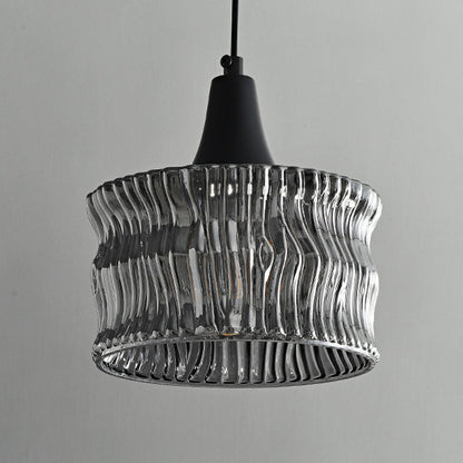 Modern Minimalist Cylinder Copper Glass 1-Light Pendant Light For Living Room