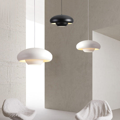 Modern Minimalist Round Aluminum 1-Light Pendant Light For Living Room