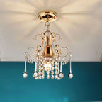 Contemporary Luxury Teardrop Iron Crystal 1-Light Pendant Light For Living Room