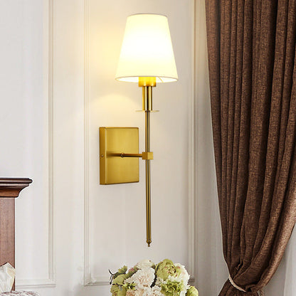 Contemporary Nordic Drum Iron Fabric 1-Light Wall Sconce Lamp For Living Room