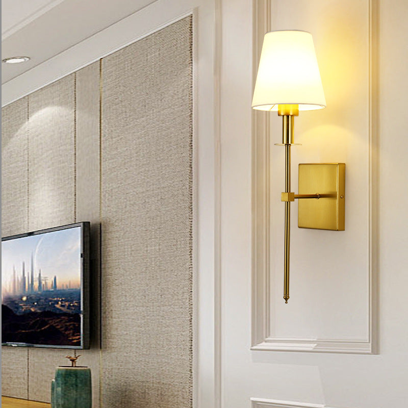 Contemporary Nordic Drum Iron Fabric 1-Light Wall Sconce Lamp For Living Room