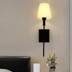 Contemporary Nordic Drum Iron Fabric 1-Light Wall Sconce Lamp For Living Room