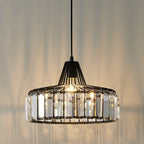 Modern Transitional Round Iron Crystal 1-light Pendant Light for Living Room