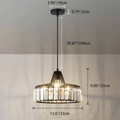 Modern Transitional Round Iron Crystal 1-light Pendant Light for Living Room