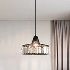 Modern Transitional Round Iron Crystal 1-light Pendant Light for Living Room