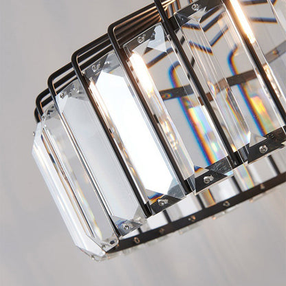 Modern Transitional Round Iron Crystal 1-light Pendant Light for Living Room