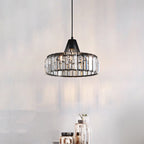 Modern Transitional Round Iron Crystal 1-light Pendant Light for Living Room