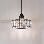 Modern Transitional Round Iron Crystal 1-light Pendant Light for Living Room