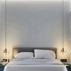 Contemporary Scandinavian Cylinder Iron Glass 1-Light Pendant Light For Bedroom
