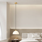 Modern Minimalist Dome Copper Glass 1-Light Pendant Light For Living Room