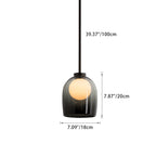 Contemporary Scandinavian Oval Iron Glass 1-Light Pendant Light For Living Room