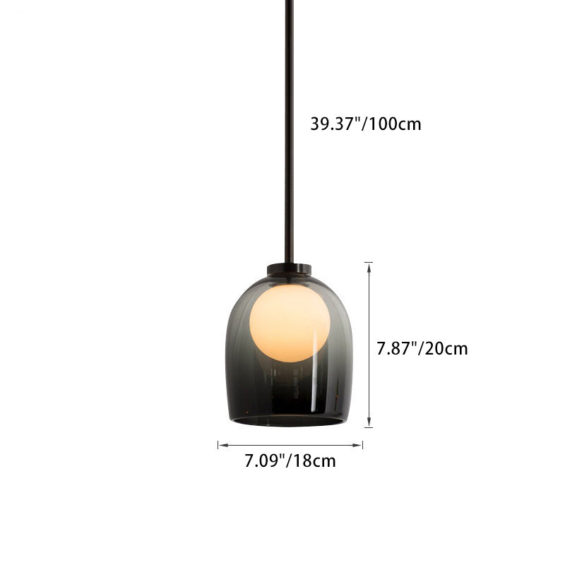 Contemporary Scandinavian Oval Iron Glass 1-Light Pendant Light For Living Room
