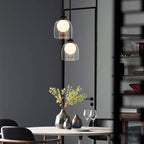 Contemporary Scandinavian Oval Iron Glass 1-Light Pendant Light For Living Room