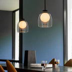 Contemporary Scandinavian Oval Iron Glass 1-Light Pendant Light For Living Room