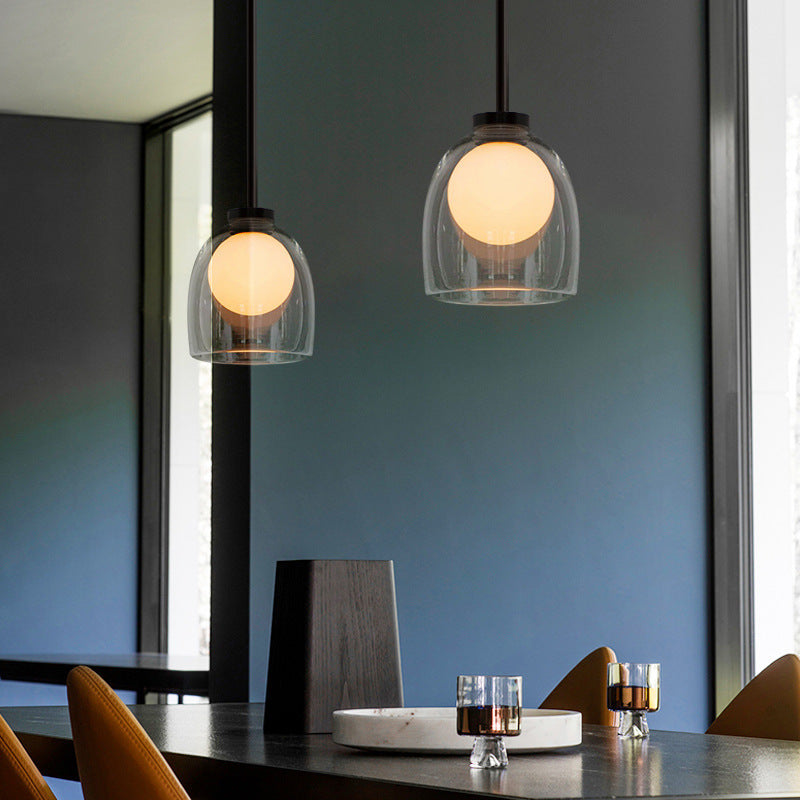 Contemporary Scandinavian Oval Iron Glass 1-Light Pendant Light For Living Room